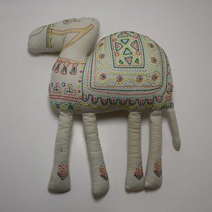 Pillowfort Camel Accent 14x16 Boho Embroidered
